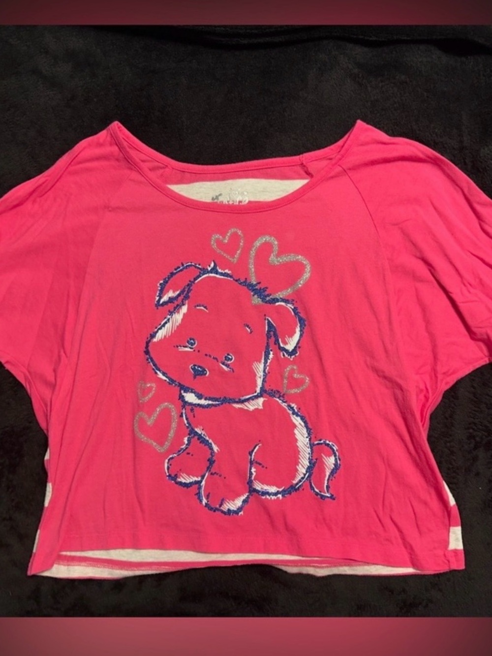 Justice Hot Pink Puppy Heart Graphic Tee